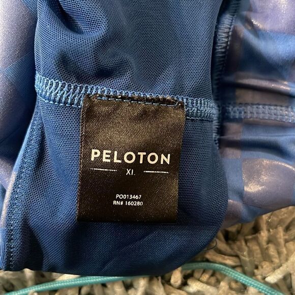 Peloton Show Up High Neck Bra Blue Shiny Checkered XL - Picture 5 of 5